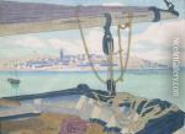 Bretonische Landschaft Vom Schiff Aus Oil Painting - Carl Moser