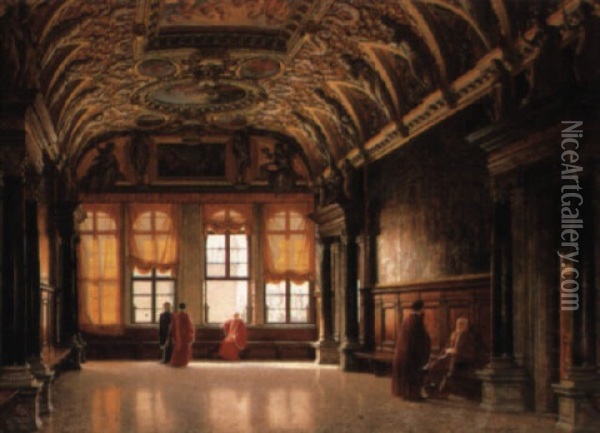 The Sala Delle Quattro Porte, The Doge's Palace Oil Painting - Heinrich Hansen