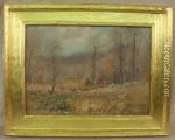 Worcester Woodlands Oil Painting - Joseph H. Greenwood