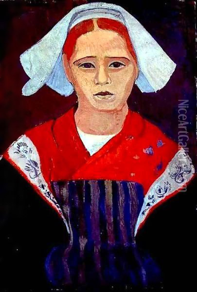 Young Breton Girl Oil Painting - Mogens Franscesco Hendrik Ballin