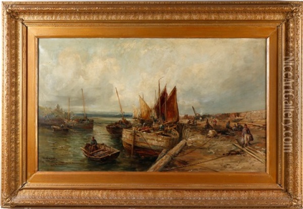 Fiskare I Hamn Oil Painting - William Edward Webb