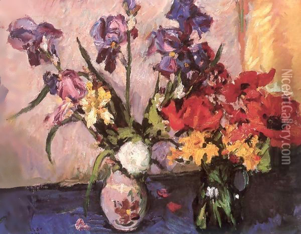 Poppies and Irises 1972 Oil Painting - Imre Amos
