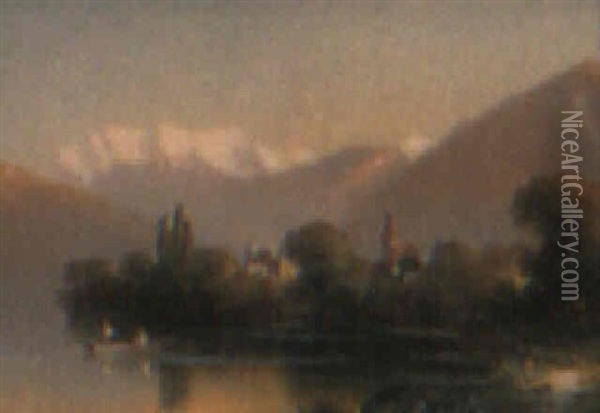 Thun In Der Schweiz Oil Painting - Hubert Sattler
