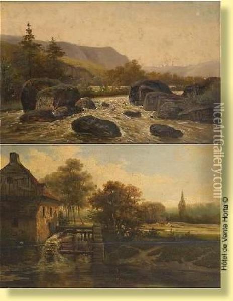 Paysages Avec Riviere Oil Painting - Felix De Baerdemaecker