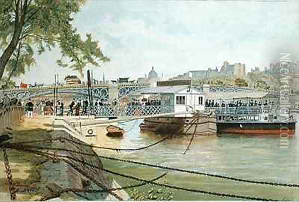 The Ponton at Suresnes, next to the Pont des Saints Peres Oil Painting - Alexandre Brun