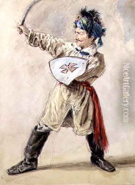 Man in Cossack Costume Oil Painting - William Henry Hunt