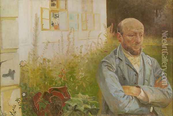 Portrait of Piotr Dobrzanski in the Garden Oil Painting - Jacek Malczewski