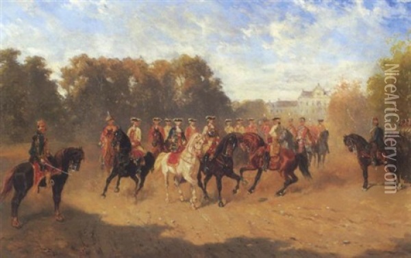 Die Kaiserliche Garde Oil Painting - Alexander Ritter Von Bensa