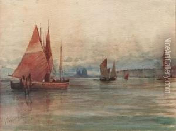 Laguna - 1899 Oil Painting - Prosper Louis Senat