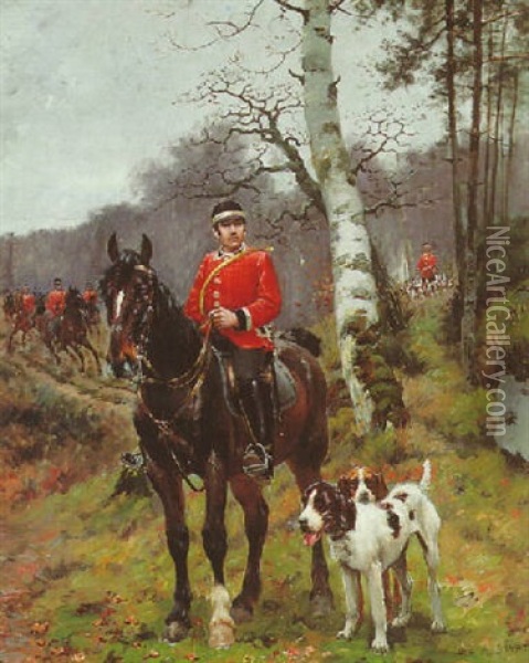 The Huntsmen Oil Painting - Adolphe Gustave Binet