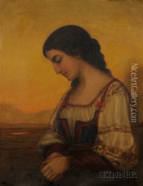 Profile Of A Peasant Girl Oil Painting - Henry Augustus Loop