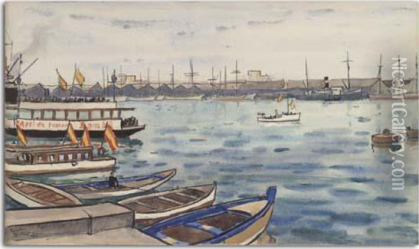 Le Port De Barcelone Oil Painting - Louis Robert Antral