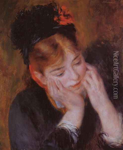 Reflection Oil Painting - Pierre Auguste Renoir