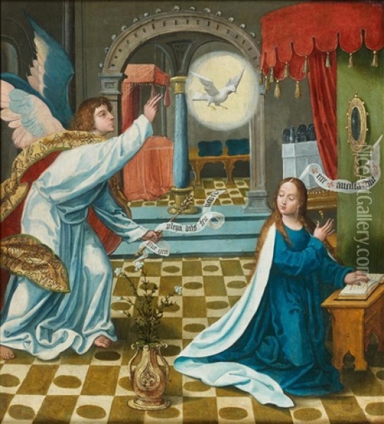 La Recolte De La Manne Et L'annonciation (pair) Oil Painting - Pieter (Kunst) Cornelisz