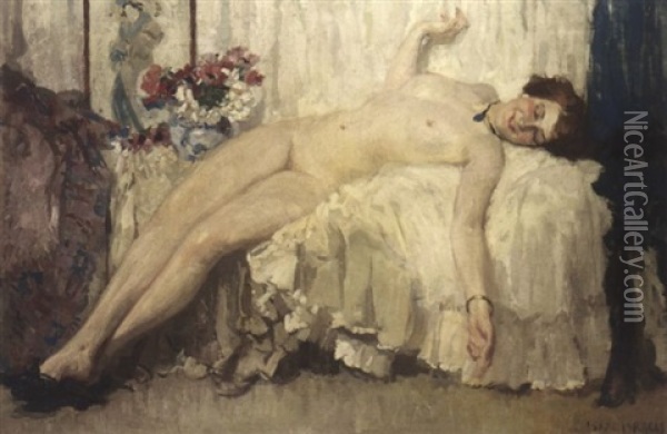 Jeune Femme Etendue Sur Un Sofa Oil Painting - Isaac Israels