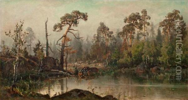 Forrest Pond Oil Painting - Hjalmar (Magnus) Munsterhjelm