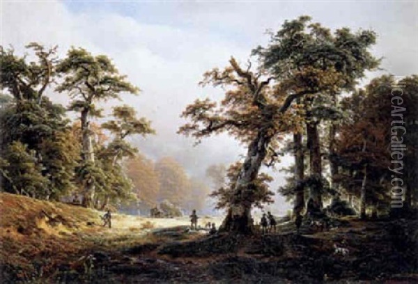 Die Jagdpartie Oil Painting - Johann Gustav Lange