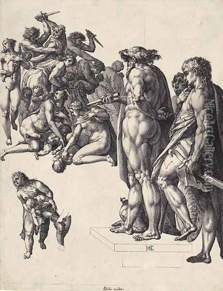 The Massacre of the Innocents Oil Painting - Hendrick Goltzius