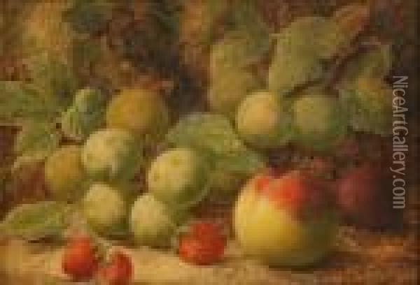 Still Life Study Of Greengages Oil Painting - Oliver Clare