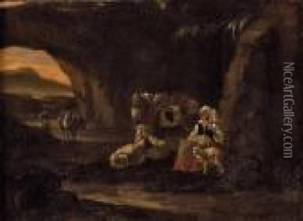 Hirtenidylle In Hohle Oil Painting - Nicolaes Berchem