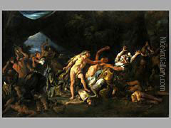 Herkules Und Der Centaur Nessus Sowie Deianira Oil Painting - Giacomo del Po