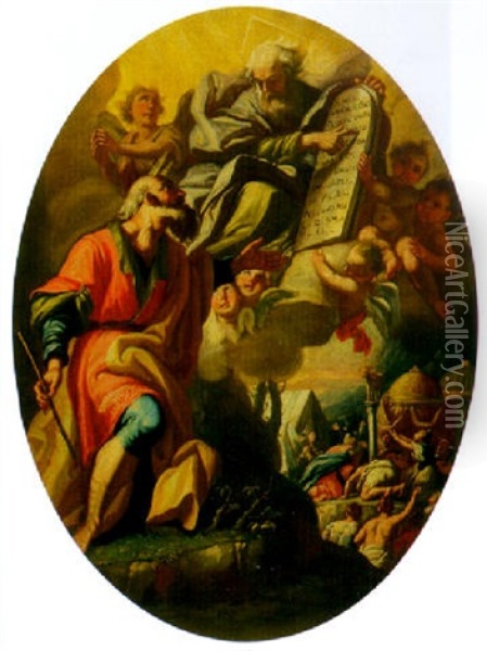 Moses Receiving The Ten Commandments Oil Painting - Martino Altomonte