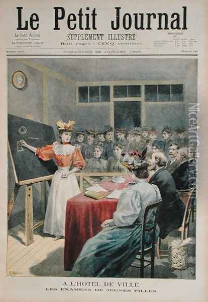 The Examination of Young Girls in the Town Hall, Paris, from Le Petit Journal, 28th July 1895 Oil Painting - Oswaldo Tofani