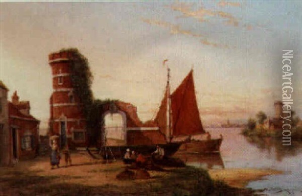 Schiedam On The Scheldt Oil Painting - William Raymond Dommersen