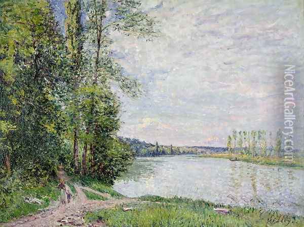 The Riverside Road from Veneux to Thomery, 1880 Oil Painting - Alfred Sisley