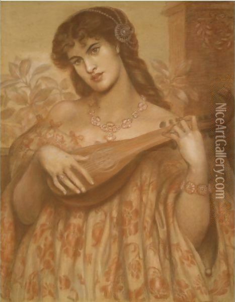 La Mandolinata Oil Painting - Dante Gabriel Rossetti