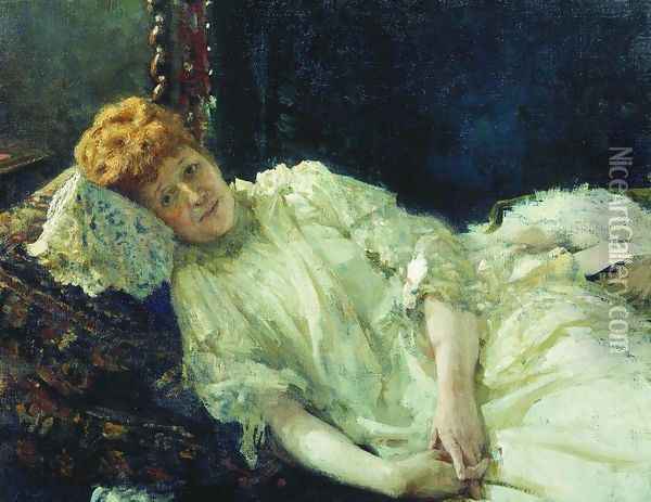 Portrait of pianist and comtesse Louise de Mercy-Argenteau Oil Painting - Ilya Efimovich Efimovich Repin