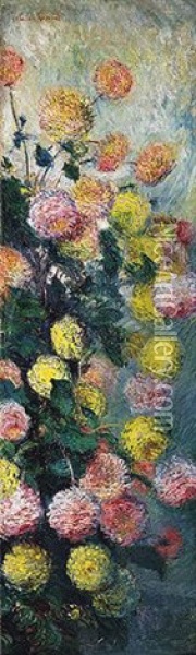 Dahlias Oil Painting - Claude Monet