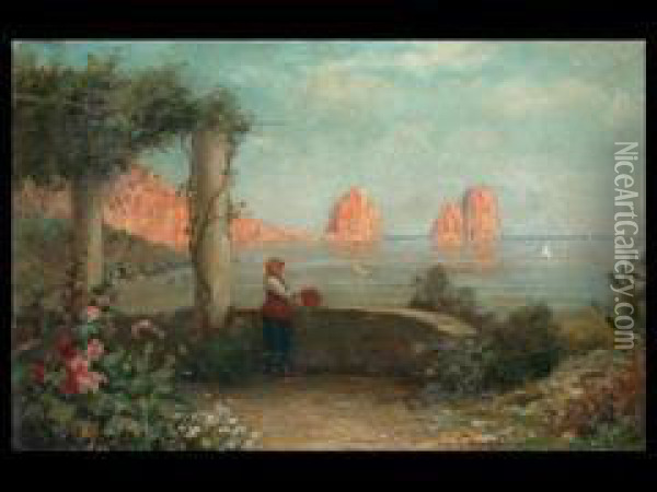 Die Felsen Von Capri Oil Painting - Giuseppe Chiarolanza