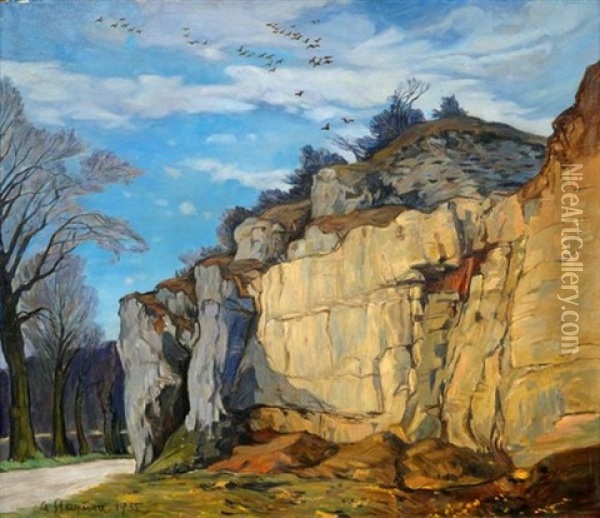 Felsige Landschaft Oil Painting - Albert Stagura