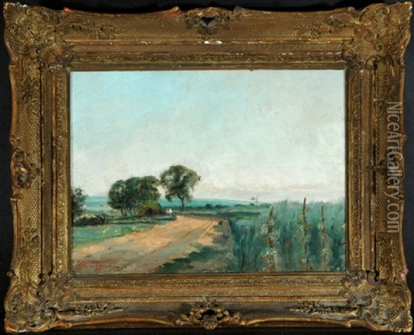 Feldweg In Weiter Landschaft Oil Painting - Victor Alfred Paul Vignon