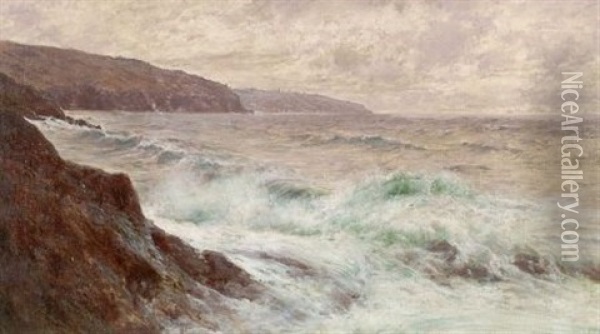 On The Coast Oil Painting - Peder Jacob Marius Knudsen
