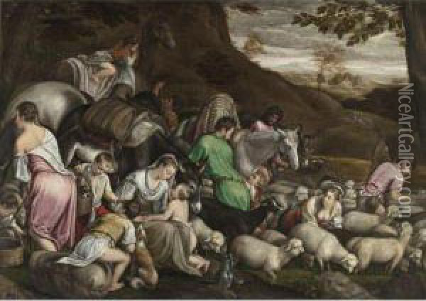 Jacob's Journey Oil Painting - Jacopo Bassano (Jacopo da Ponte)
