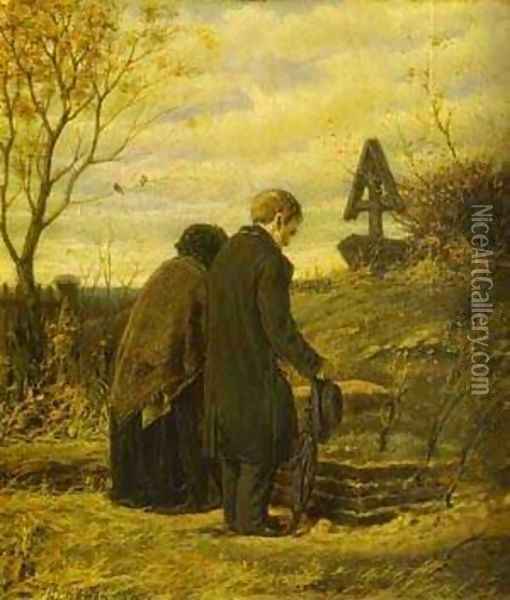 Old Parents Visiting The Grave Of Their Son 1874 Oil Painting - Vasily Perov