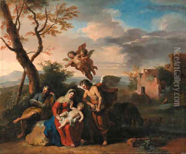 The Rest on the Flight into Egypt Oil Painting - Gerard Hoet