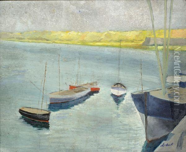 Voiliers Au Port Oil Painting - Louis Robert Antral