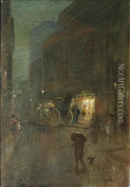 Night Street Scene, Leicester Square Oil Painting - Walter Greaves