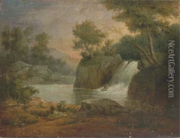 Landscape With Waterfall Oil Painting - James Peale Sr.
