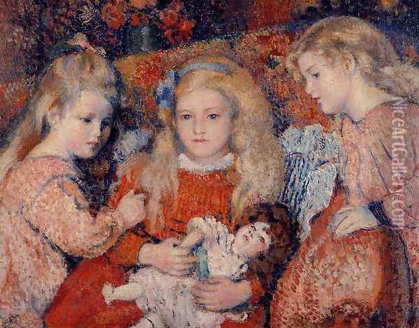 Three Little Girls Oil Painting - Georges Lemmen