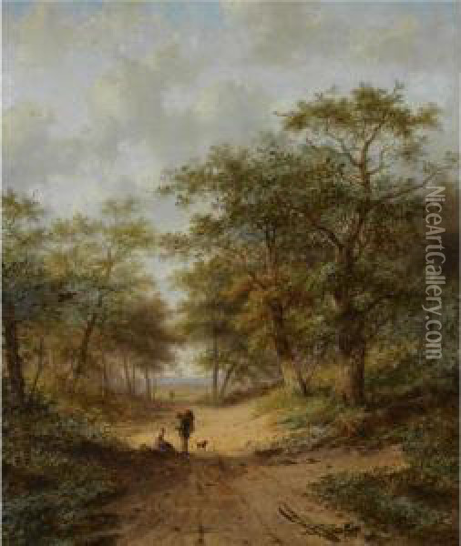 Travellers On A Country Road Oil Painting - Jan Evert Morel