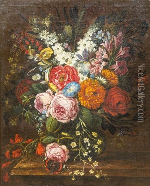 Floral Still Life Oil Painting - Daniel van Beke