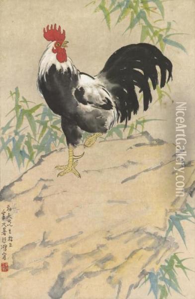 Rooster Oil Painting - Xu Beihong