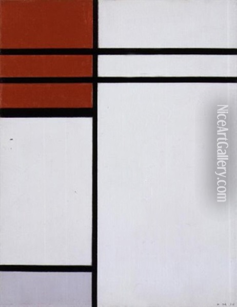 Composition (a) En Rouge Et Blanc Oil Painting - Piet Mondrian