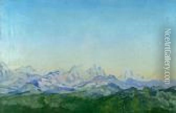 Mist On The Mountains Oil Painting - Arthur Bowen Davies
