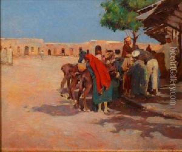 Preparatifs Pour Le Depart (tunisie) Oil Painting - Joseph Van Loix