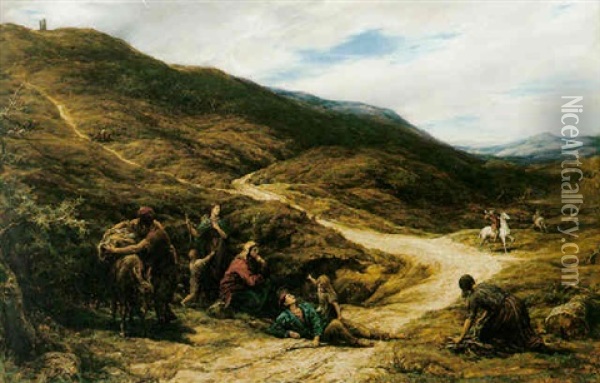 Over The Heath - The Horn, The Horn, The Lusty, Lusty Horn Oil Painting - William Linnell